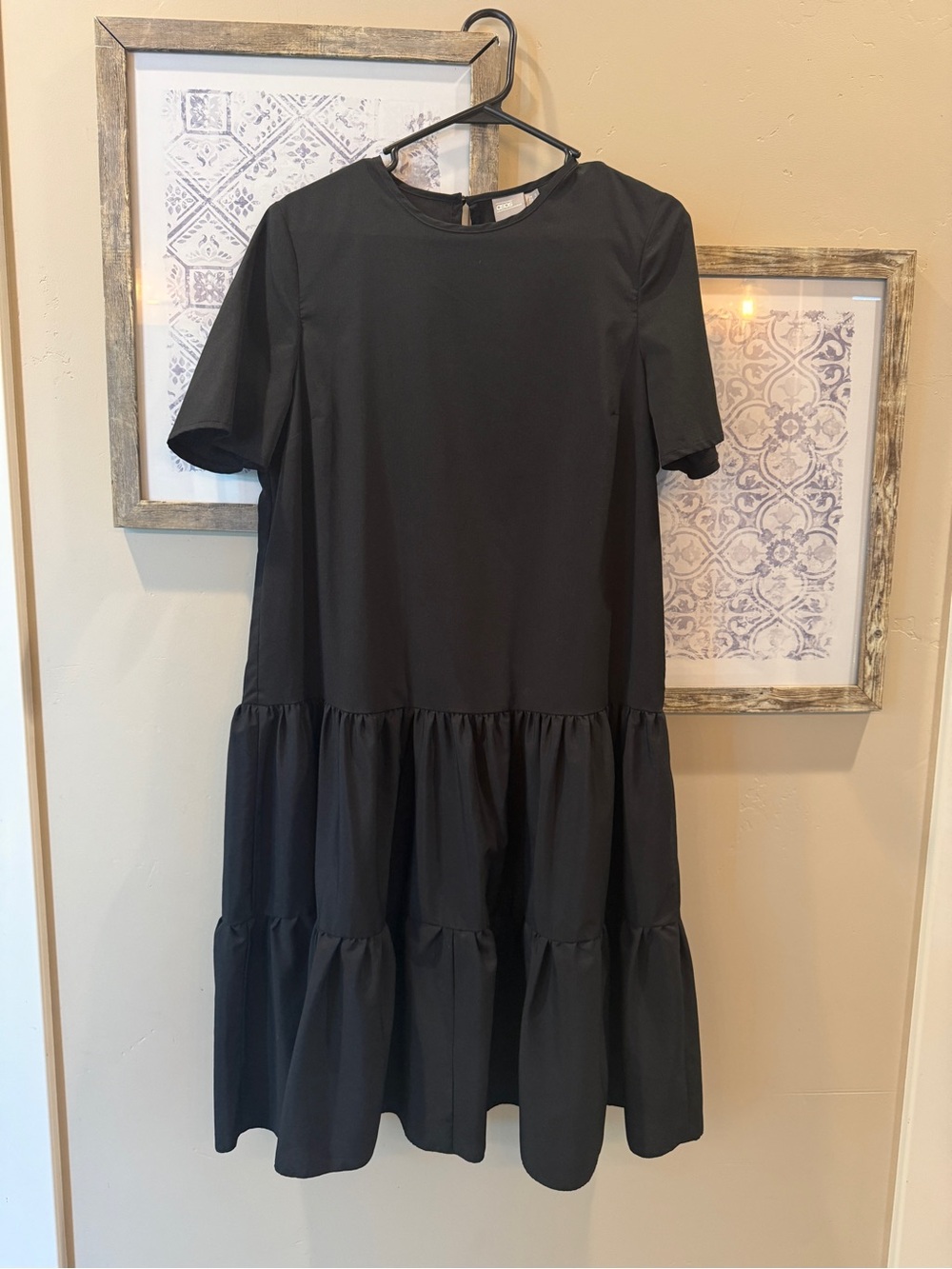 ASOS Drop Waist Black Tiered Short Sleeve Dress